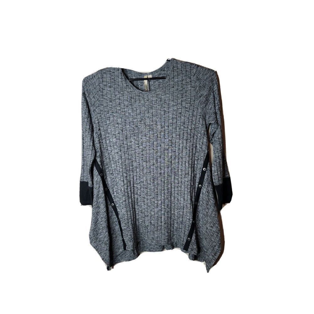 Comfy USA Randi Tunic Women's Gray Shirt Size Large Shark Bite Hem t61